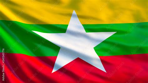 Myanmar Flag Waving Flag Of Myanmar 3d Illustration Stock Illustration