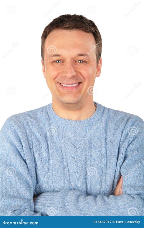 Smiling Man In Blue Sweater Stock Image Image Of Model Head