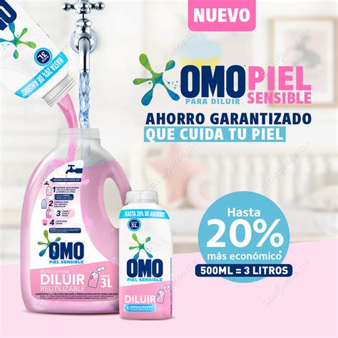 Detergente L Quido Omo Piel Sensible Para Diluir X Ml Rinde L