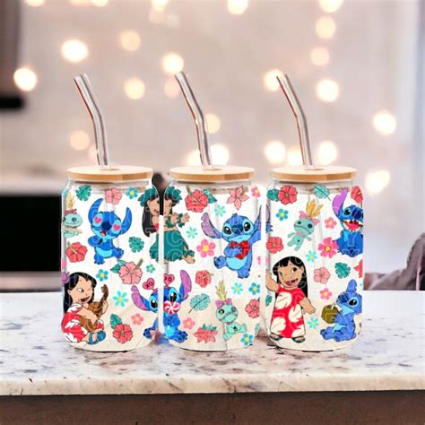 Lilo And Stitch Glass Cup Disney Cup Stitch Tumbler Iced Coffee Cup