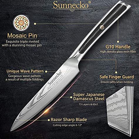 Sunnecko Damascus Chef Knife 5 Inch Multipurpose Kitchen Utility Knife