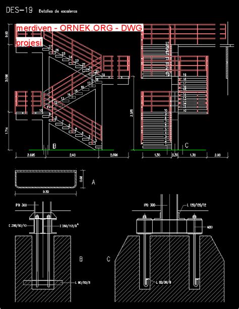 Proje Sitesi Merdiven Autocad Projesi