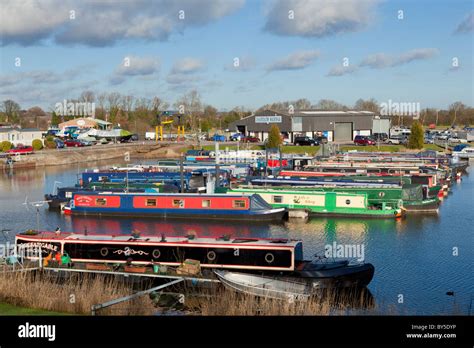 Narrow boats and barges at shardlow marina on the River Trent Derbyshire England UK GB EU Europe ...