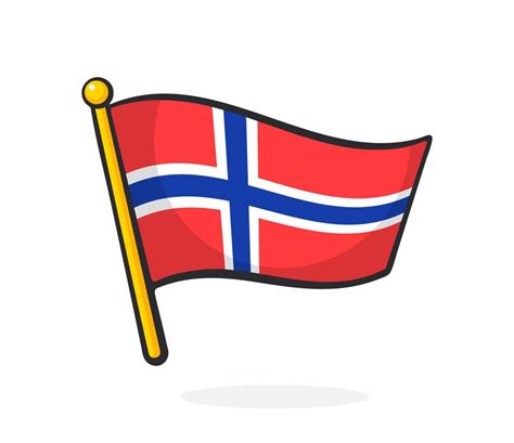 Cartoon Illustration Of Flag Of Norway On Flagstaff 23157398 Vector Art At Vecteezy