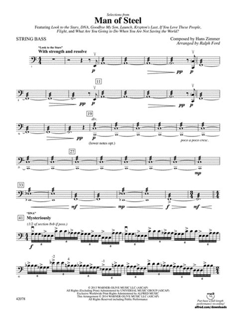 Man Of Steel Selections From String Bass By Ralph Ford Full Orchestra Digital Sheet Music