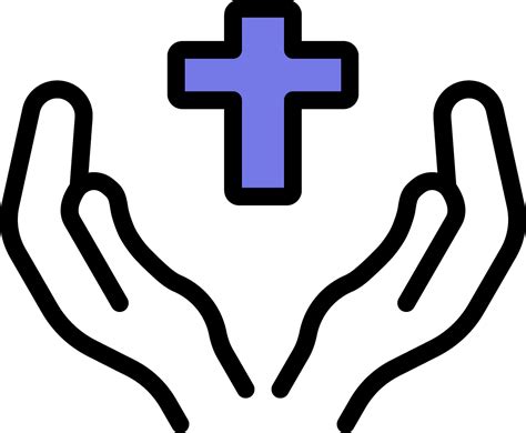 Praying Hands With Cross Icon In Blue and White Color. 25014738 Vector ...