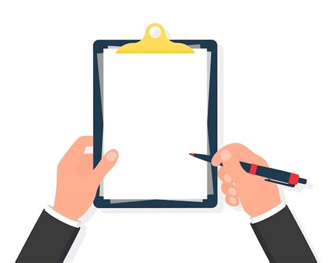 Premium Vector Hands Holding Clipboard With Pen Empty Blank Pen In