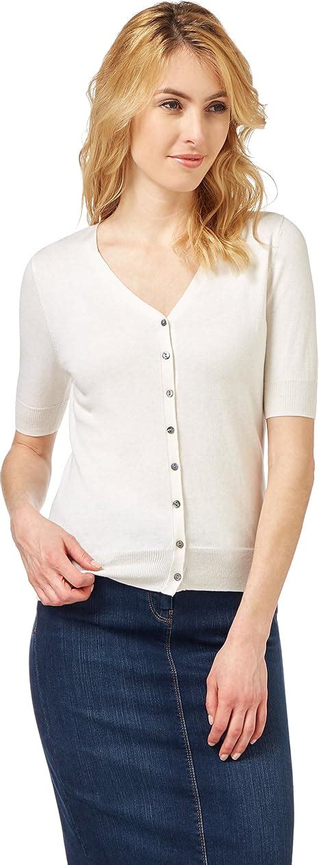 Wool Overs Womens Silk And Cotton Short Sleeved Cardigan White Small