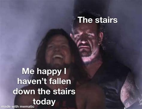 Fell down the stairs while writing another meme : r/memes