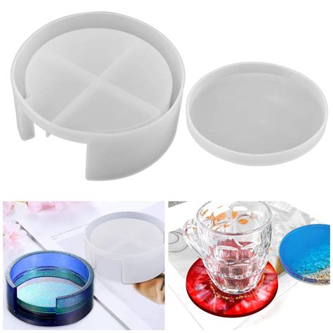 Coaster Resin Molds With Holder Tsv Round Silicone Coaster Storage Box