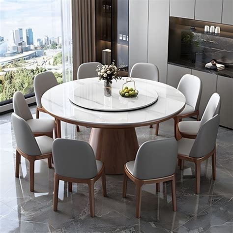 Modern Round Dining Set with Solid Wood Pedestal Base - Includes Table ...