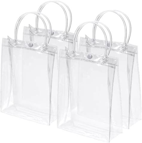 Pcs Clear Plastic Gift Bags With Handle And Button Reusable