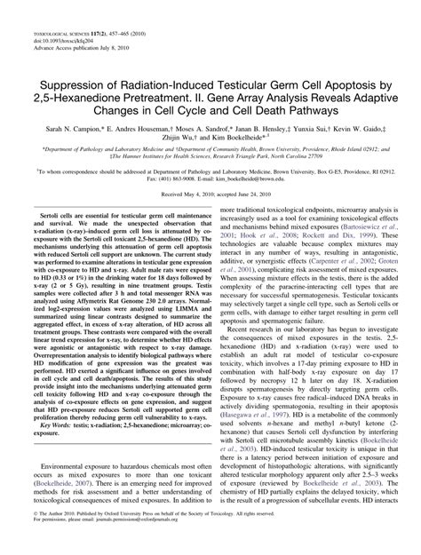 Pdf Suppression Of Radiation Induced Testicular Germ Cell Apoptosis