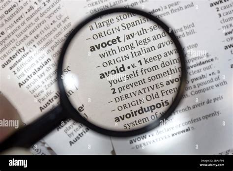 The Word Of Phrase Avoid In A Dictionary Stock Photo Alamy