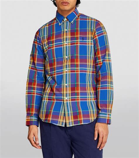 Mens Polo Ralph Lauren Red Long Sleeve Madras Check Shirt Harrods Uk