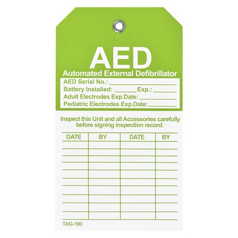 Aed Sign Labels Automated External Defibrillator Aed Check Tag Aed