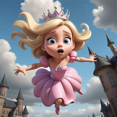 Beautiful Blonde Toon Princess Dramatically Falling