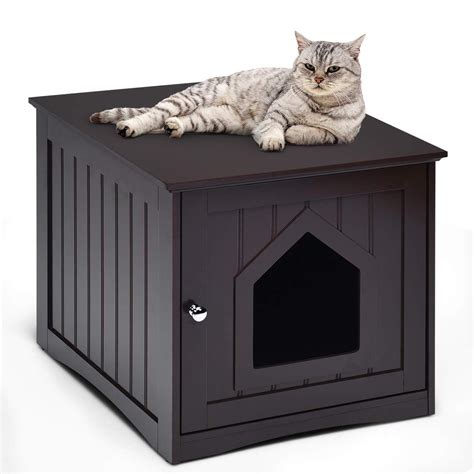 Tangkula Litter Box Enclosure Cat Litter Box Furniture Hidden