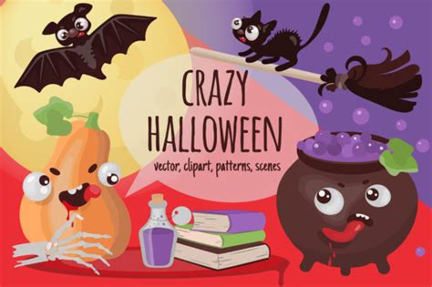 Halloween Clipart And Digital Print Set Color Vector Illustration Graphic By Farawaykingdom