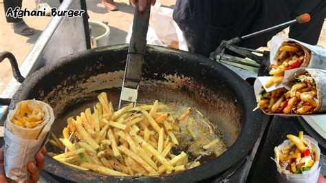 Afghani Burger Recipe Aloo Chips Burger Recipe French Fries Chips