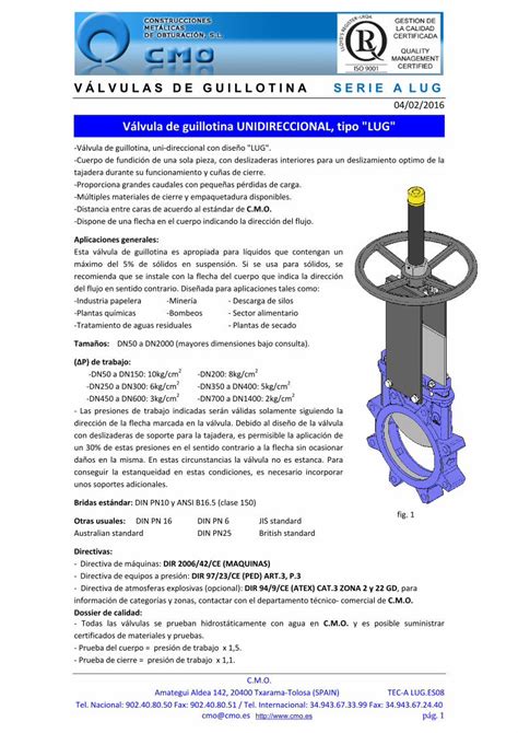 PDF Válvula de guillotina UNIDIRECCIONAL Esta válvula de