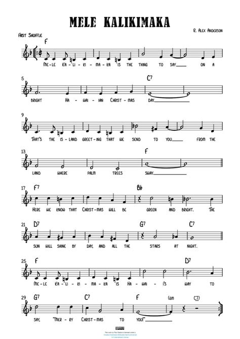 Sheet Music By Paul Gladis Mele Kalikimaka