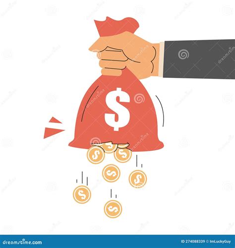 Hand Holding Torn Money Bag Vector Isolated Stock Vector Illustration