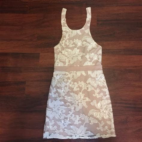 Nasty Gal Dresses Nasty Gal Nude And White Sequined Halter Dress Poshmark