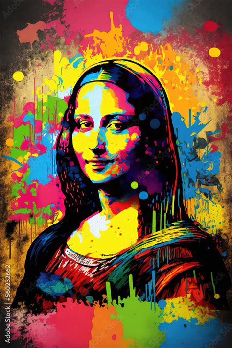 A Modern And Cool Mona Lisa Painting In Different Colors With A Lot Of