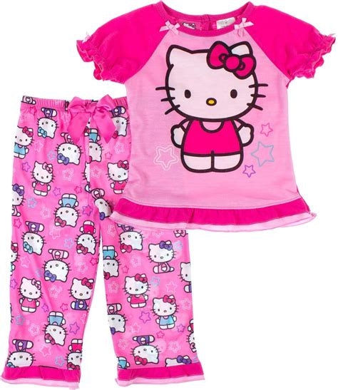 Hello Kitty Girls 2 6x 2 Piece Pajama Set 6x Hot Pink And Light Pink Clothing Shoes