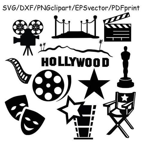 Hollywood Svg Bundle Hollywood Clipart Movie Star Svg Cricut