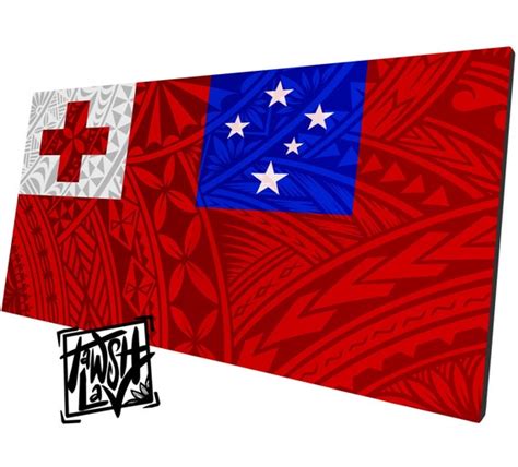 Tonga Samoa Islands Mixed Tribal Flag Art Canvas Artwork Etsy