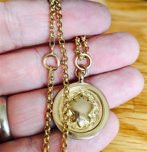 Antique 9ct Gold Pocket Watch Fob Pendant And Chain Birmingham 1926