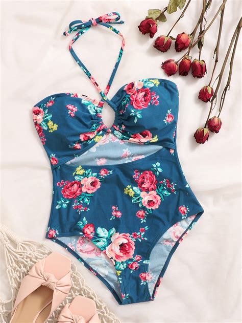 Teal Floral Scalloped One Piece Swimsuit Artofit