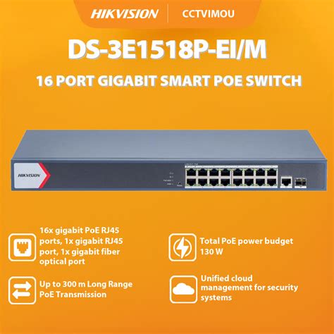 Jual HIKVISION DS-3E1518P-EI/M 16 PORT GIGABIT SMART 130W POE SWITCH ...