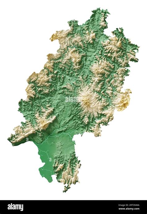 Hessen Hesse German State Land Detailed 3D Rendering Of A Shaded