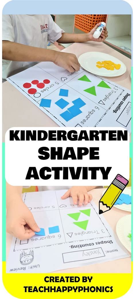 children are working on shapes with the text,'kindergarten shape ...