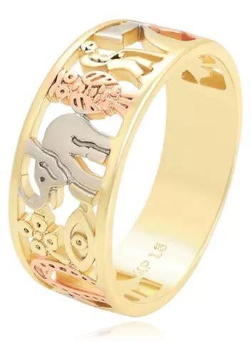 Anillo Oro 14k Lam Elefante Búho Suerte Protección Trébol Oj Meses