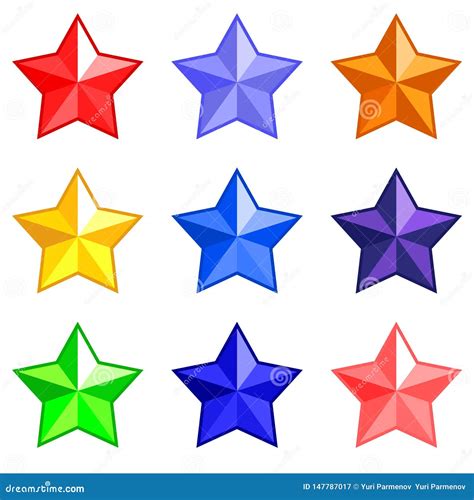 Set Of Multi Colored Stars Vector Icons Stock Vector Illustration Of