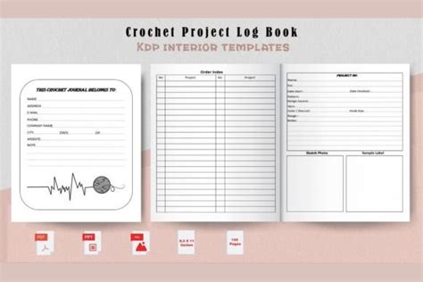 Crochet Project Logbook Kdp Interior Graphic By Rozilya Designer