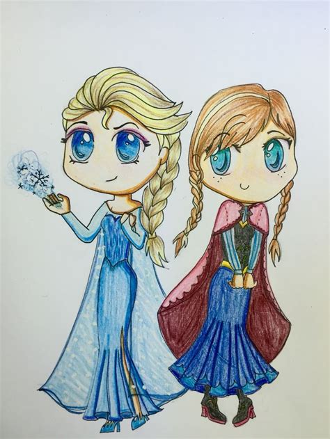 Anna And Elsa Chibi Chibi Drawings Character