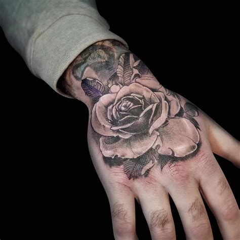 Black Rose Hand Tattoos