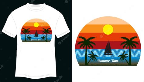 Premium Vector Summer Beach Illustration T Shirt Design Vector