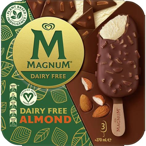 Magnum Dairy Free Frozen Dessert Sticks Almond 90ml X 3 Pack | Woolworths