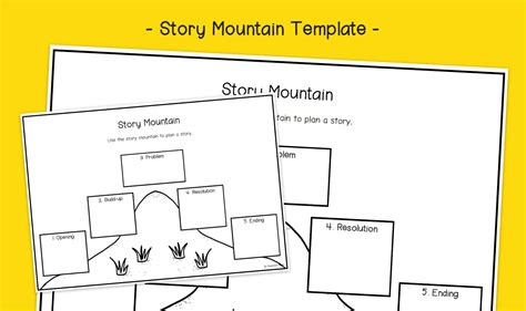 Story Mountain - 5 Part Story Planning Worksheet Template in Black ...