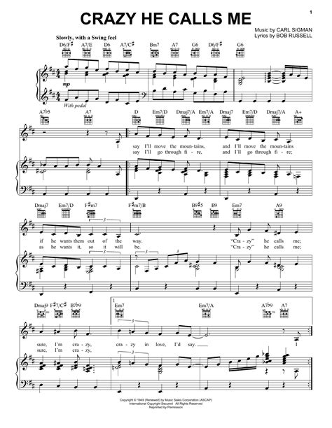 Download Billie Holiday Crazy She Calls Me Sheet Music For Piano