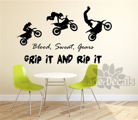 Motocross wall art vinyl decal, motorcycle motocross gift, motocross ...