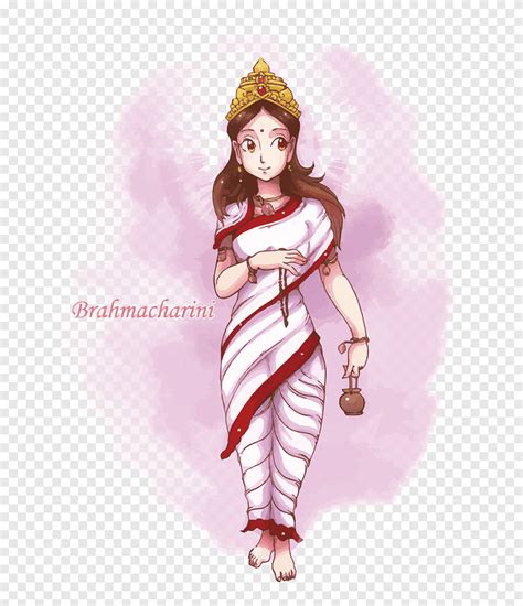 Brown Haired Female Wearing Dress Illustration Parvati Brahmacharini