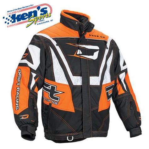 Men's DRIFT RACING Orange QUALIFIER Snowmobile Jacket (L) : Kens Sports ...