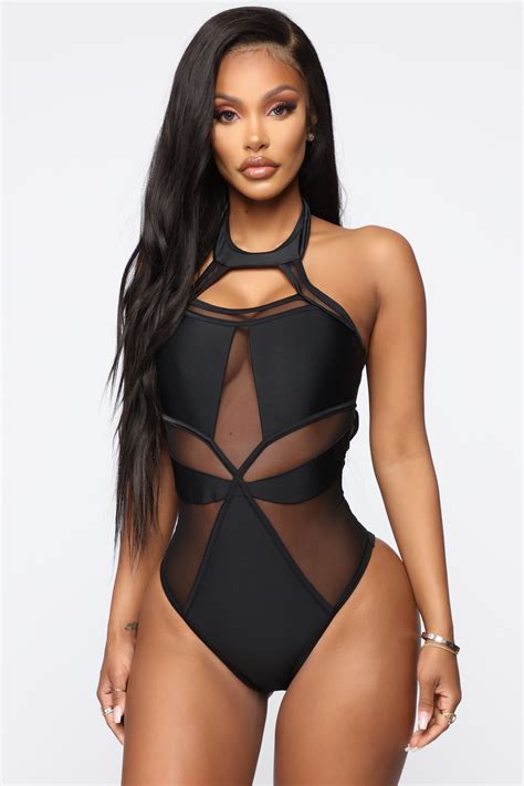 Black Mesh Panel Swimsuit Kaelan Atelier Yuwaciaojp